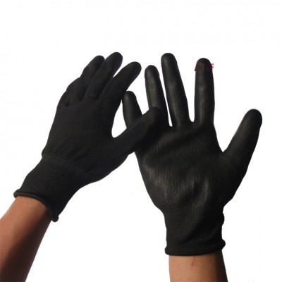 NAVI-Găng tay thun đen phủ PU lòng Đen ( Có viền)